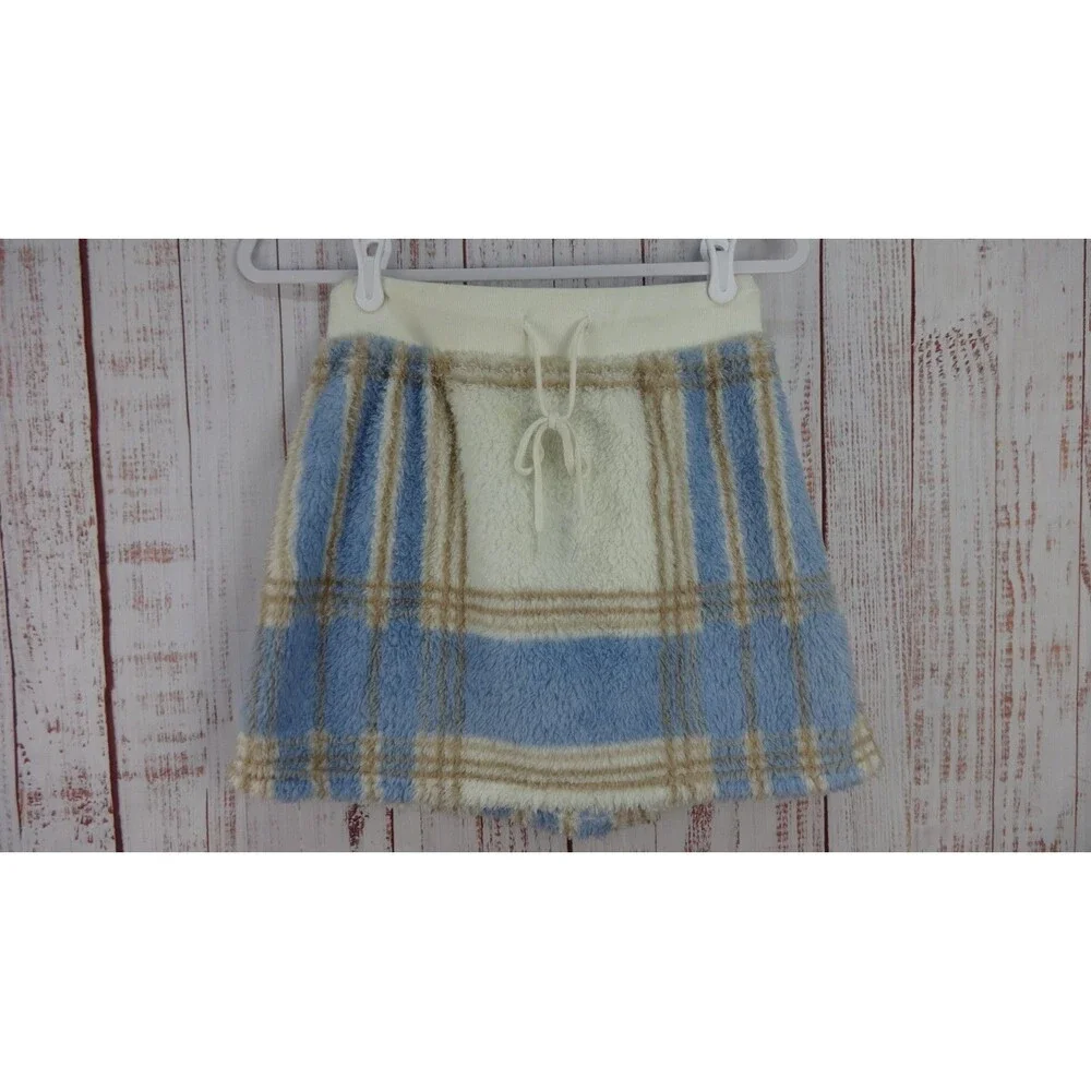 CALI 1850 Skirt Women Medium Plaid Fur Mini School Girl Preppy Academia